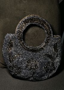 Vintage Black Jet Beaded Handbag