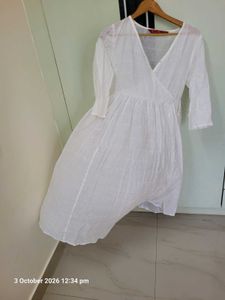 Elegant White Cotton Gown