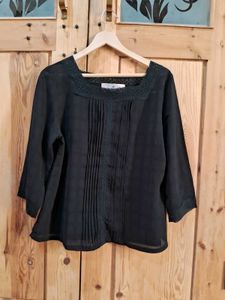 Elegant Black Mesh Blouse
