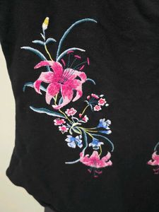 Black Embroidered Bodysuit