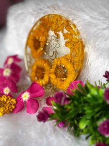 Ganesha Om Resin Art with Real Flowers