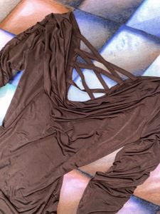 Chic Ruched Brown Dress
