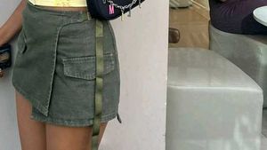 Green Denim Wrap Skirt