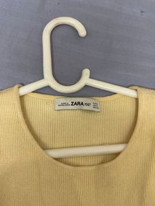 ZARA Yellow Ribbed Sleeveless Top