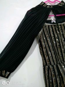 Sparkling Black Sequined shrara suit set for girls
