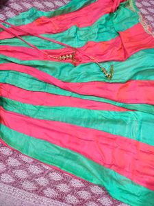 Red Silk Blouse with Gold Embroidery