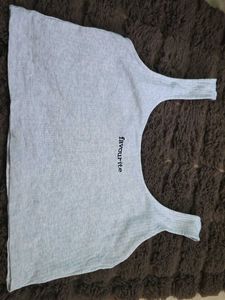 Grey Ribbed Tank Top with "favourite" Graphic