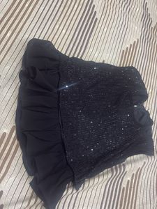 Sparkly Black Sequin Top with Ruffle Hem
