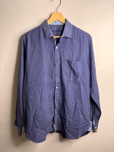 Men's Blue Printed Dress Shirt