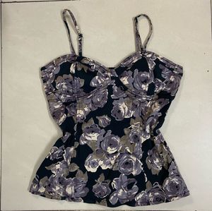 Floral Print Semi  Corset Top