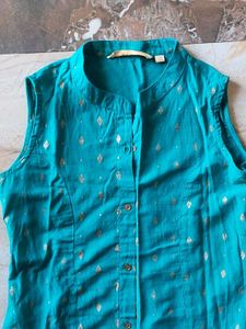 Beautiful Teal Kurta with Gold Print