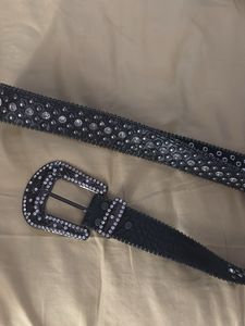 Black y2k Rhinestone Embellished Belt