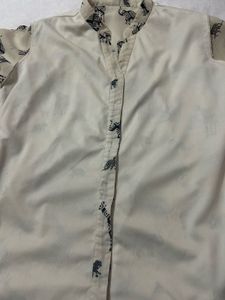 Cream Animal Print Semi-Formal Top