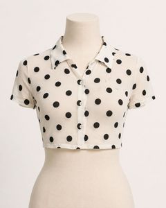 Sheer Polka Dot Crop Shirt