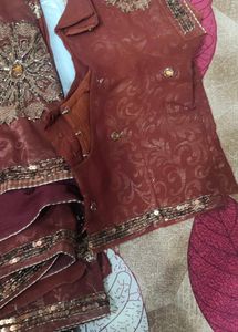 Elegant Brown Embroidered Saree