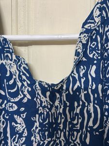Blue &amp; White Printed Kurta