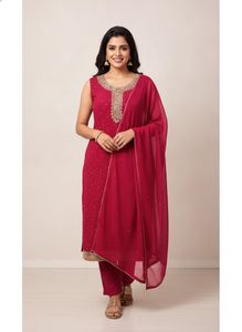 Embellished woman kurta set (free size upto L)