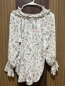 Floral Ruffle Off-Shoulder Blouse