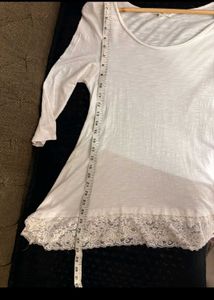 White Lace Trimmed Tunic Top