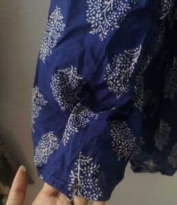 Stylish Blue Printed Cotton Kurta