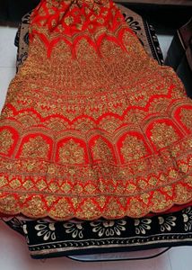 Red &amp; Gold Embroidered Lehenga Choli