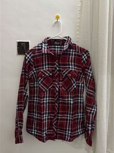 Red Plaid Button-Up Shirt