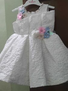 baby girl Elegant White Party Dress with Flowers