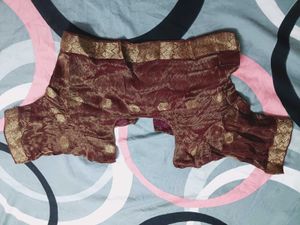 Maroon Brocade Blouse with Gold Motifs