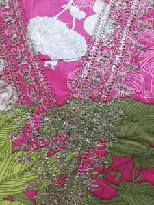 Vibrant Pink Floral Kurta Set(unstitched)
