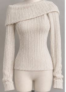 Cream Off-Shoulder Knit Sweater