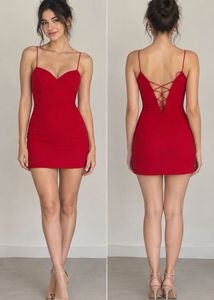 Chic Red Spaghetti Strap Dress