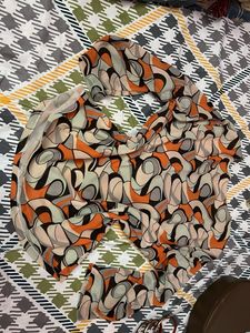 Retro Print Sheer Bell Sleeve Top