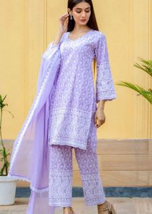 Elegant Lavender Embroidered Kurta