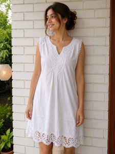 Boho White Embroidered Mini Dress