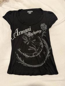 Black Y2k Style Armani Exchange Graphic Tee