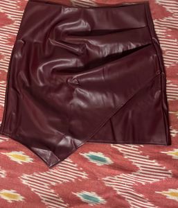 asymmetrical faux leather skirt
