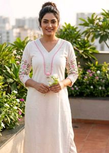 White Embroidered Kurta pant set