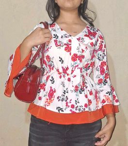 Floral Print Peplum Top