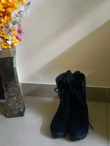 Black Lace-Up Combat Boots