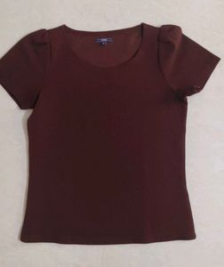 Maroon Puff Sleeve Top