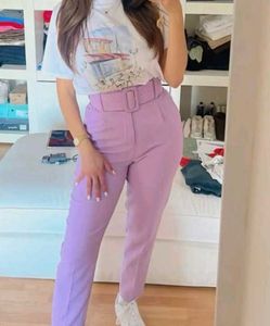 Stylish Lavender High-Waisted Pants