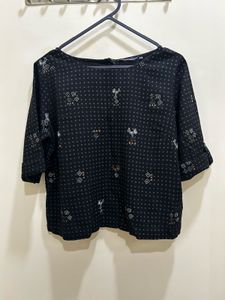 Black Printed Top