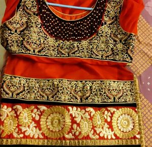 designer netted red color party wear dress