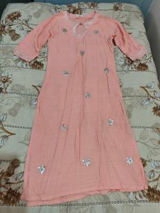 Elegant Peach Kurta Set with Dupatta