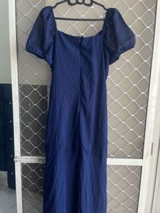 Elegant Navy Blue Ruffled Dress