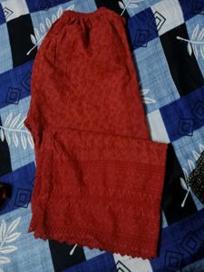 Red chikankari kurta set