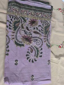 Elegant Lavender Embroidered Saree