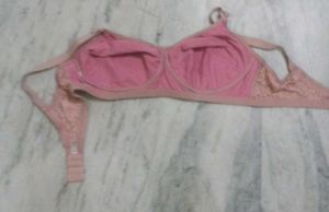 Lace Trimmed Pink Bra