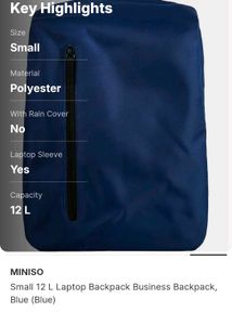 Miniso Blue Laptop Backpack