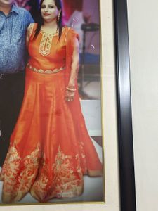 Vibrant Orange Embroidered Anarkali Gown